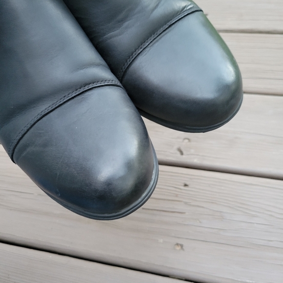 Sorel Evie Waterproof Black Leather Suede Pull-On Ankle Chelsea Boots Booties 11 - Picture 7 of 8